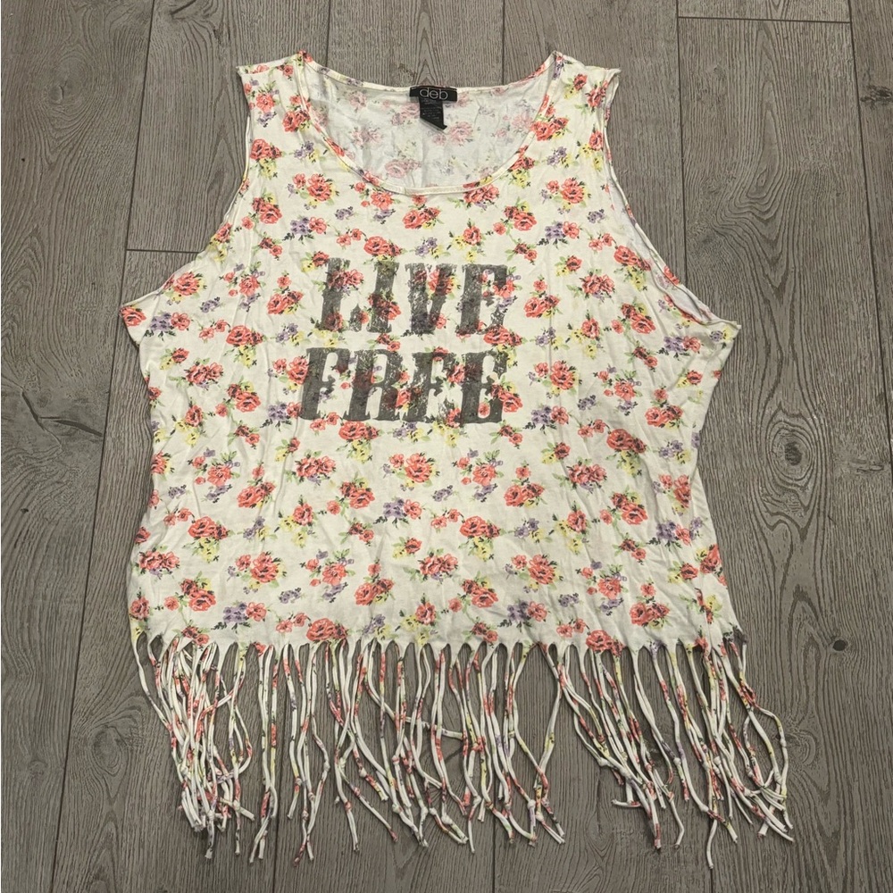 Floral Fringe Tank Top